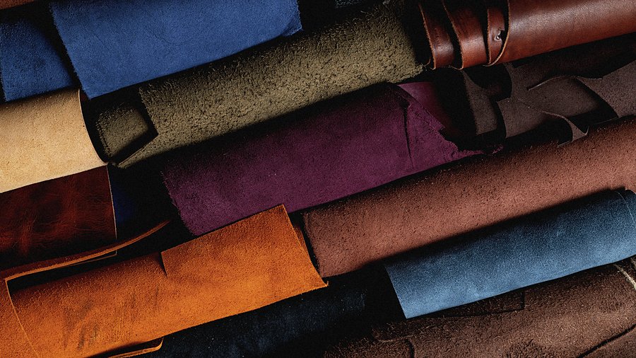 Stacked dyed leathers